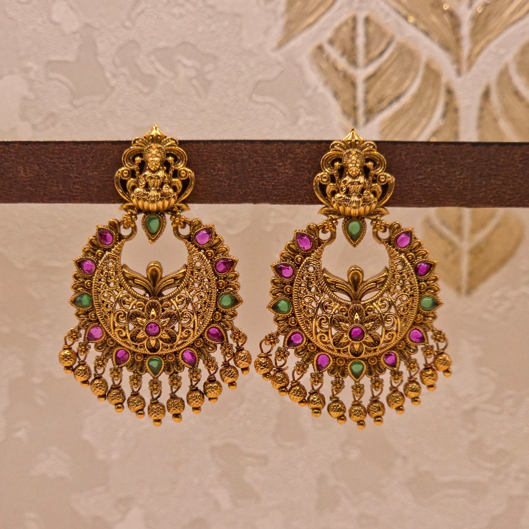 Lakshmi Filigree Ruby Emerald Chandbali
