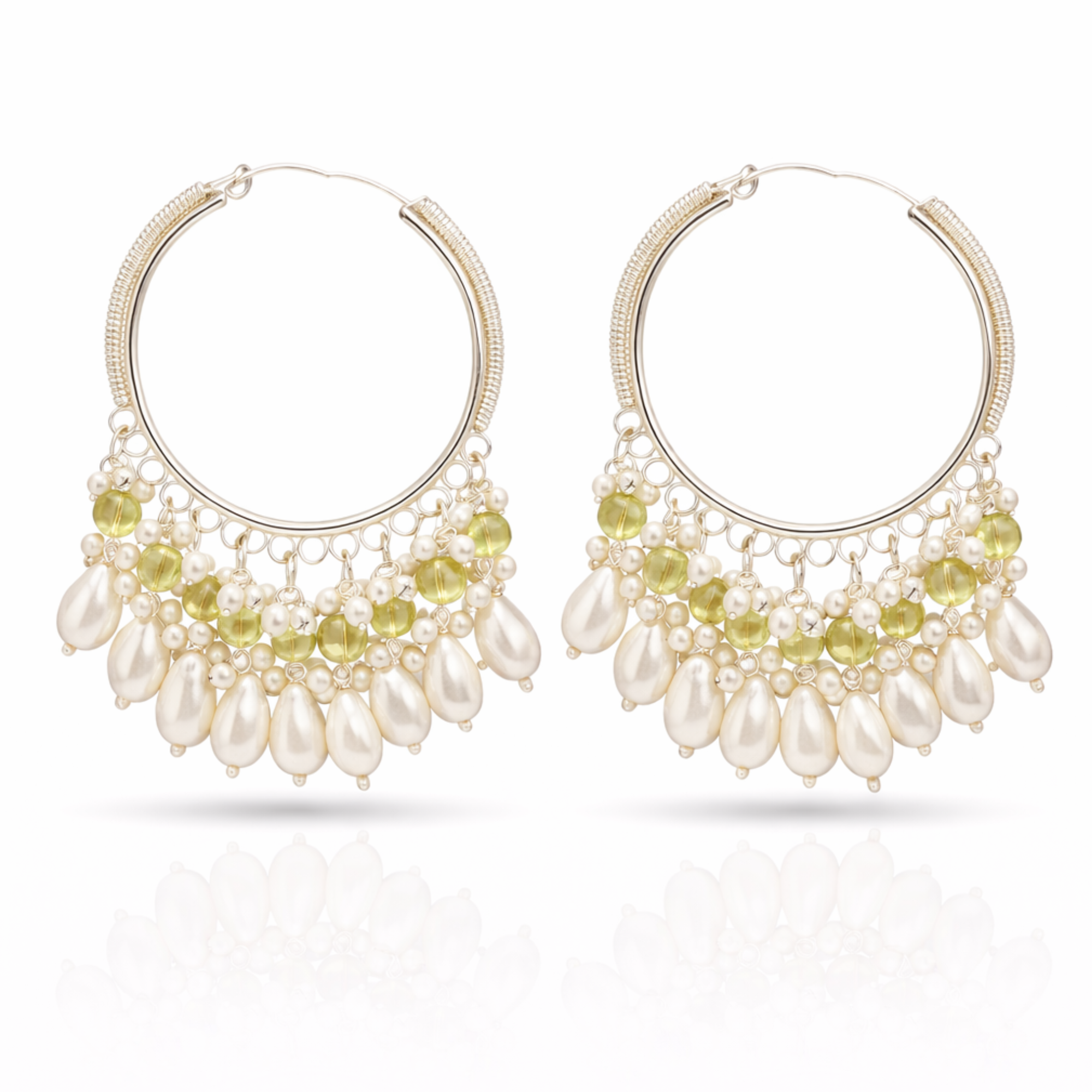 Pearl Peridot Hoop Earrings