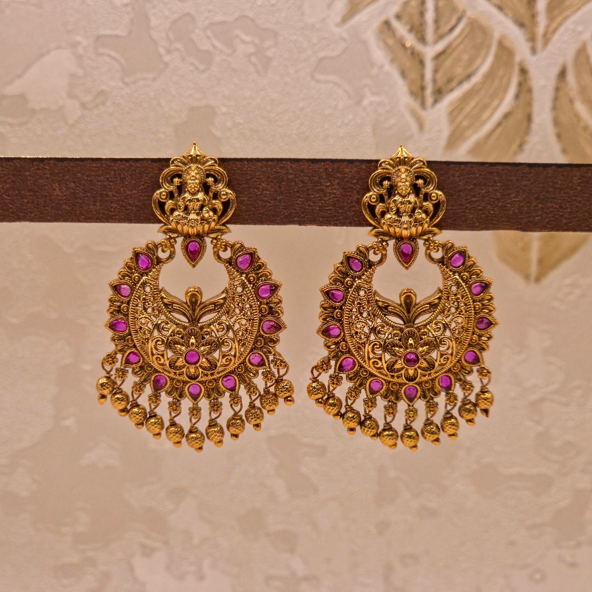 Lakshmi Ruby Gold Drop Chandbali