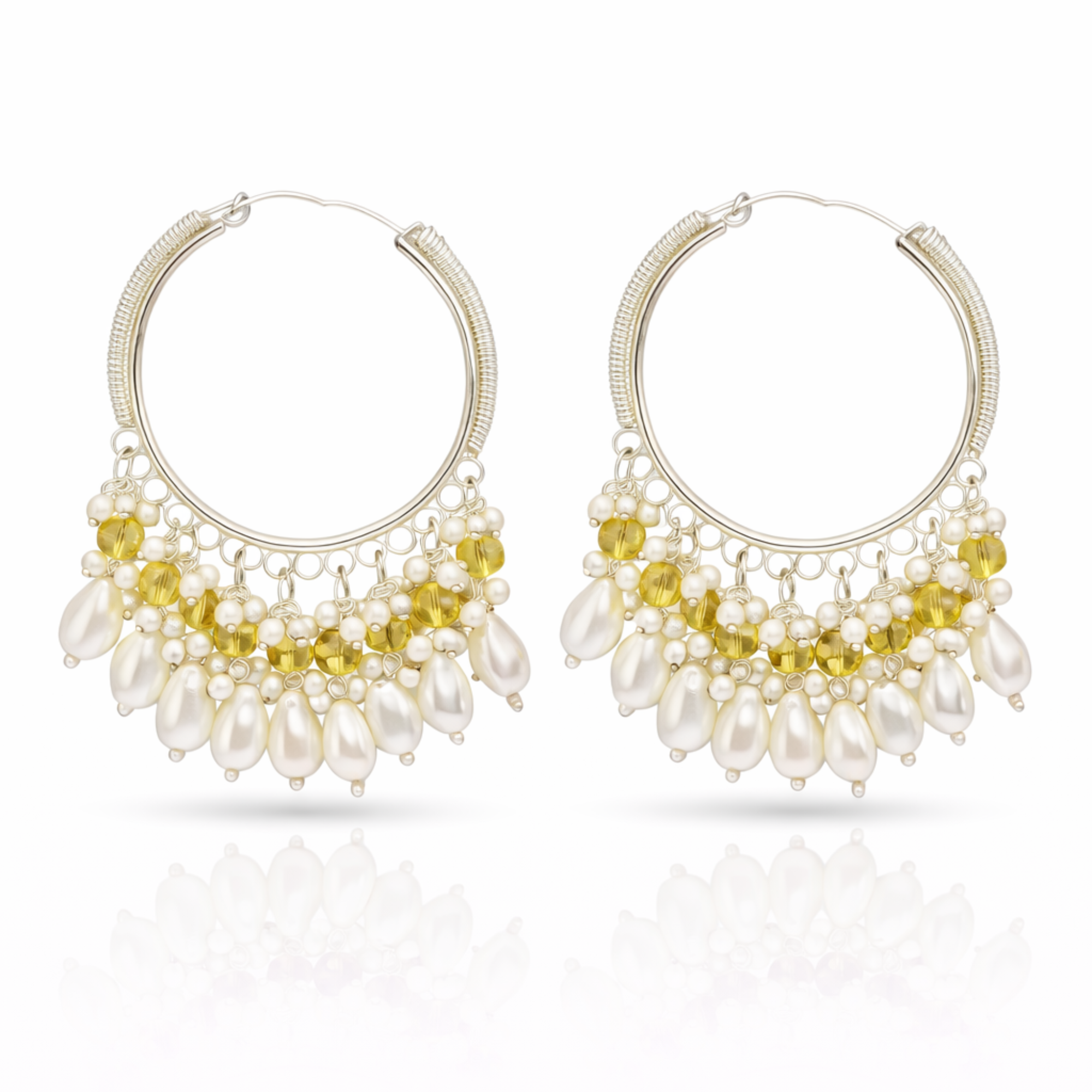 Pearl Citrine Crystal Hoop Earrings
