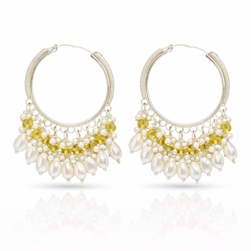 Pearl Citrine Crystal Hoop Earrings