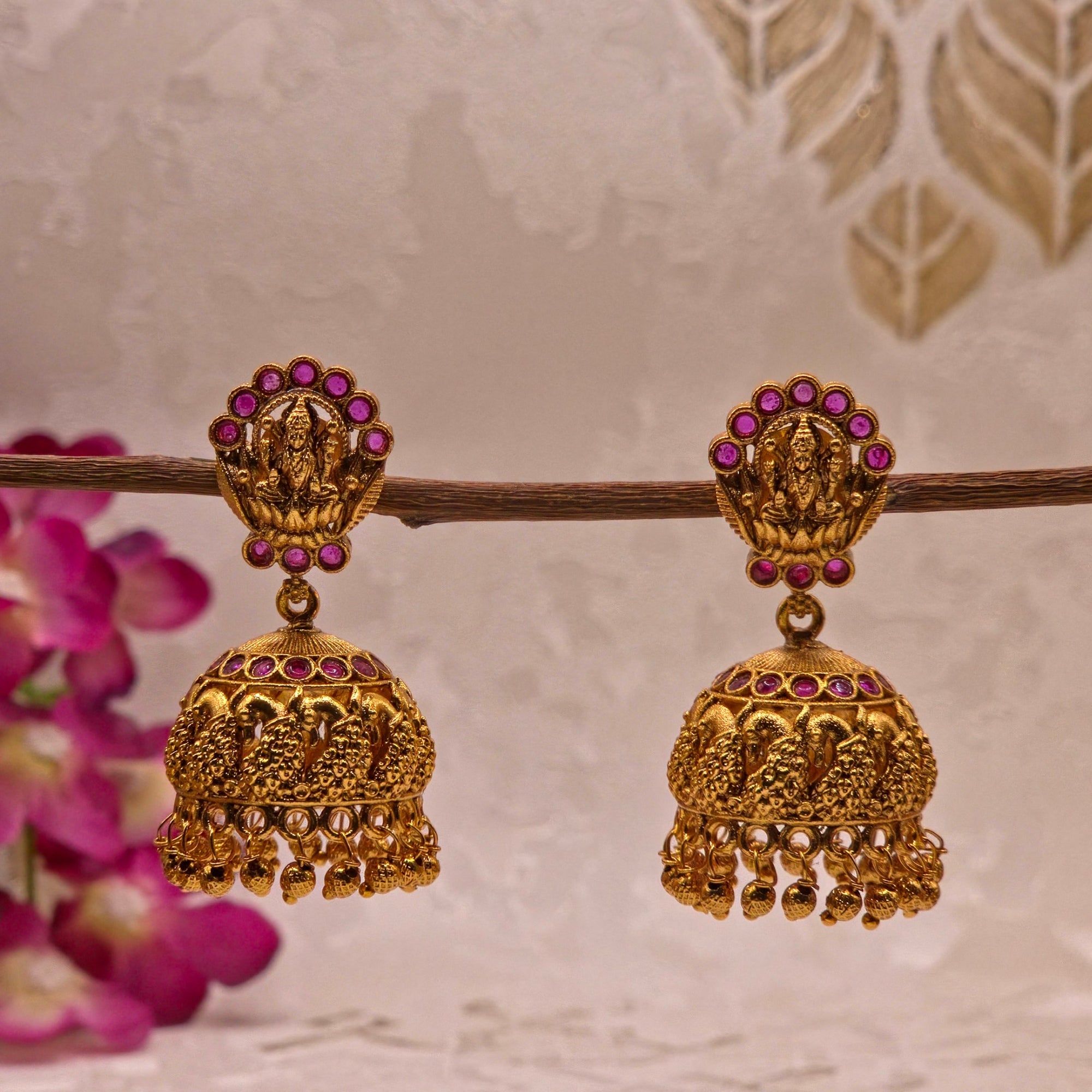 Lakshmi Temple Jhumka Earrings