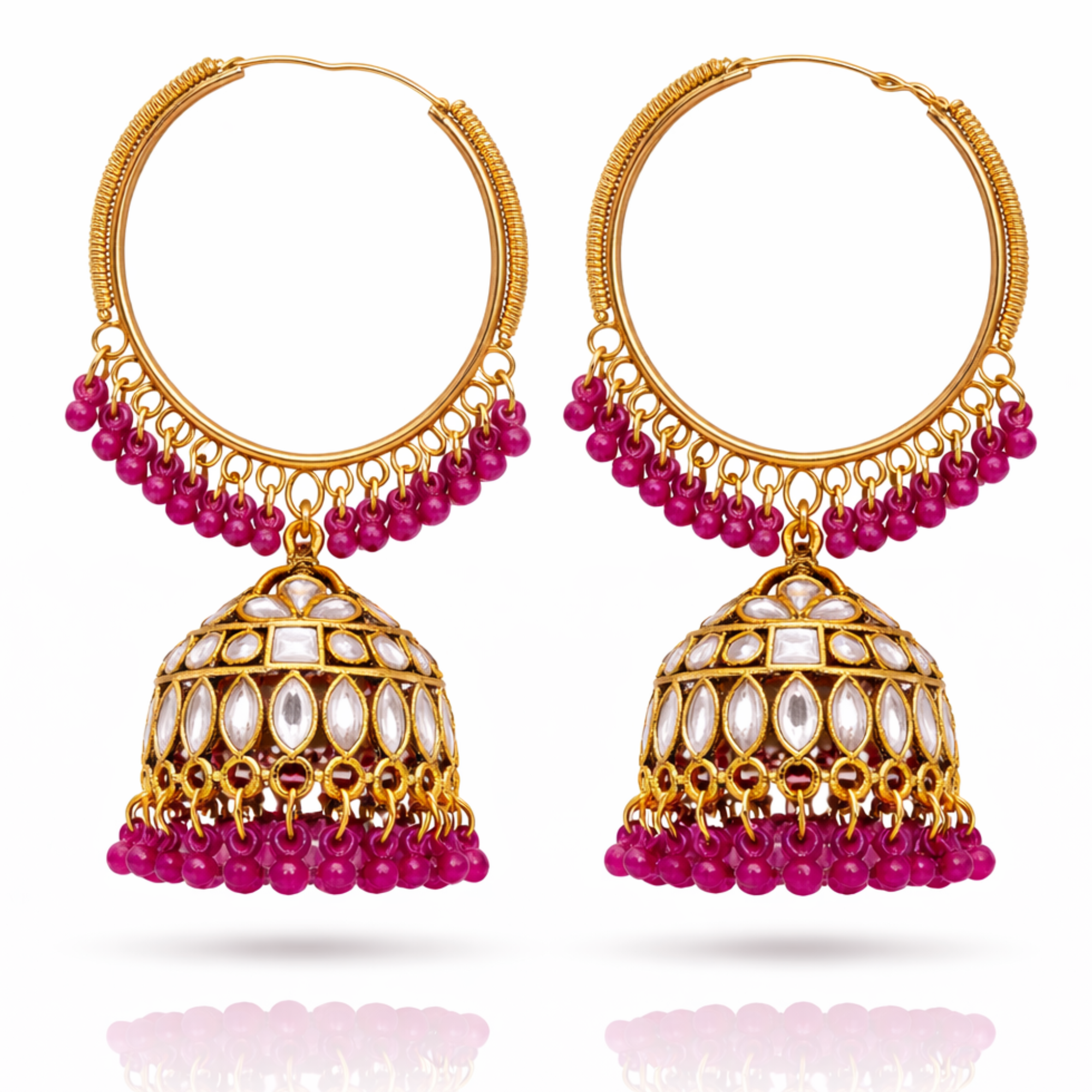 Kundan Hoop Ruby Magenta Jhumka