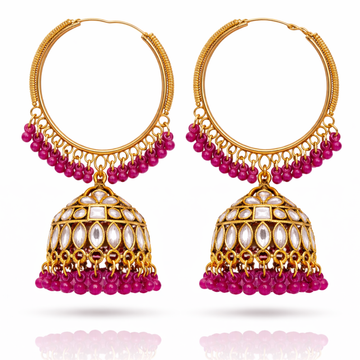 Kundan Hoop Ruby Magenta Jhumka