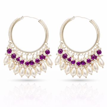 Pearl Amethyst Crystal Hoop Earrings