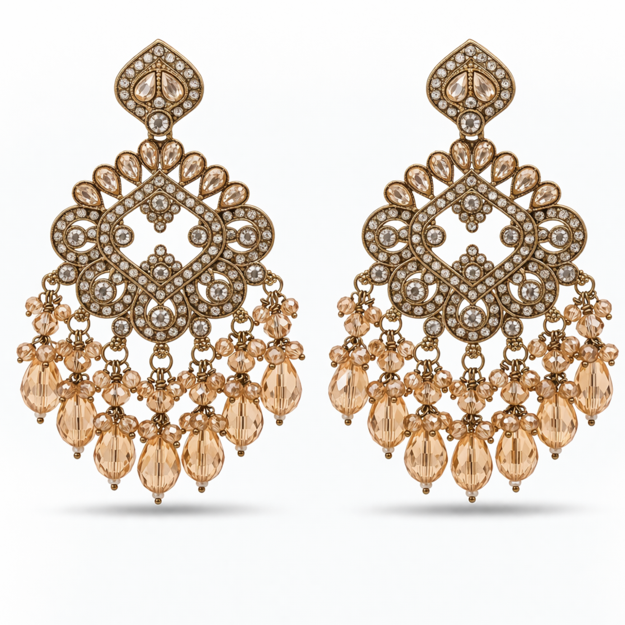Champagne Crystal Chandelier Earrings