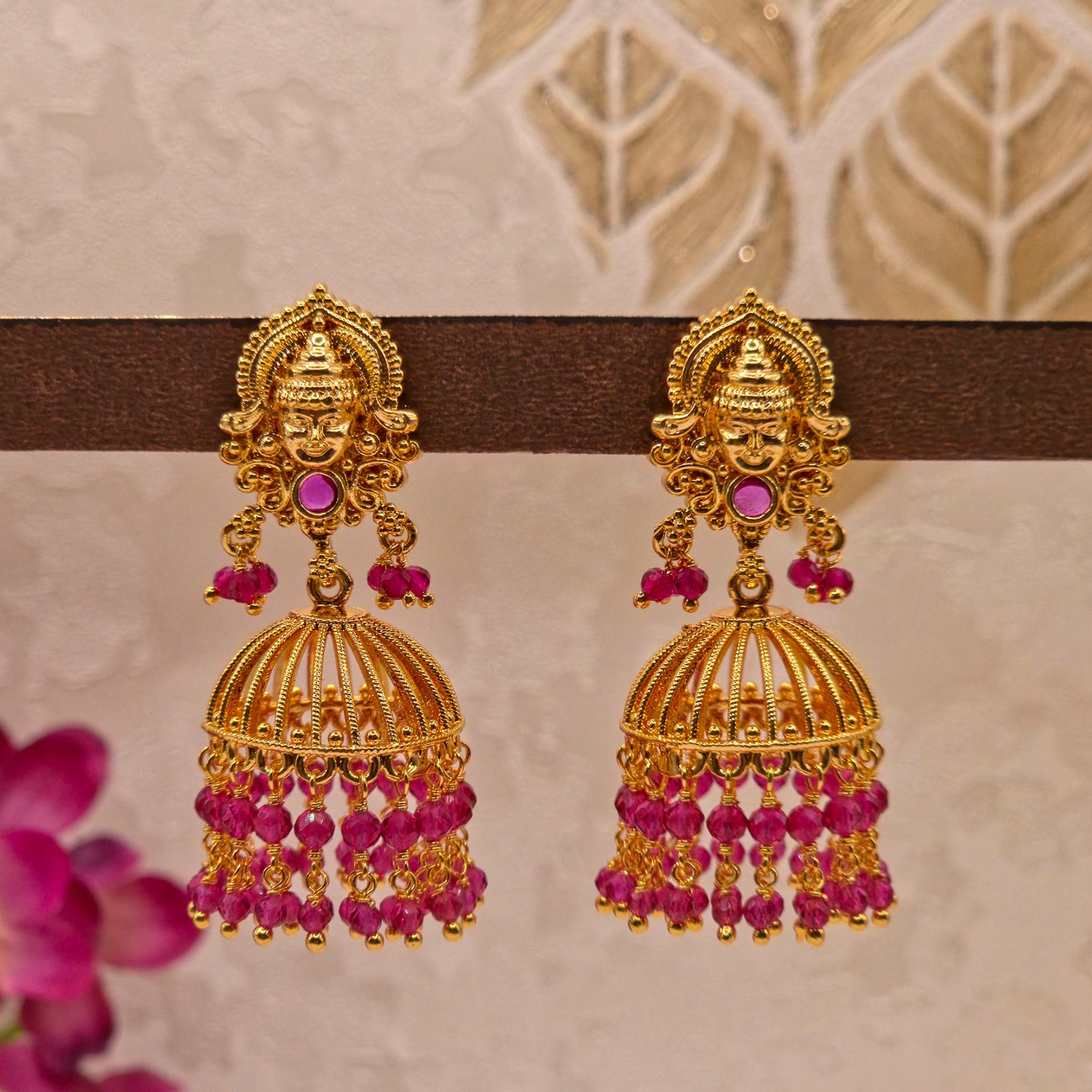 Nakshi Temple Ruby Jhumka