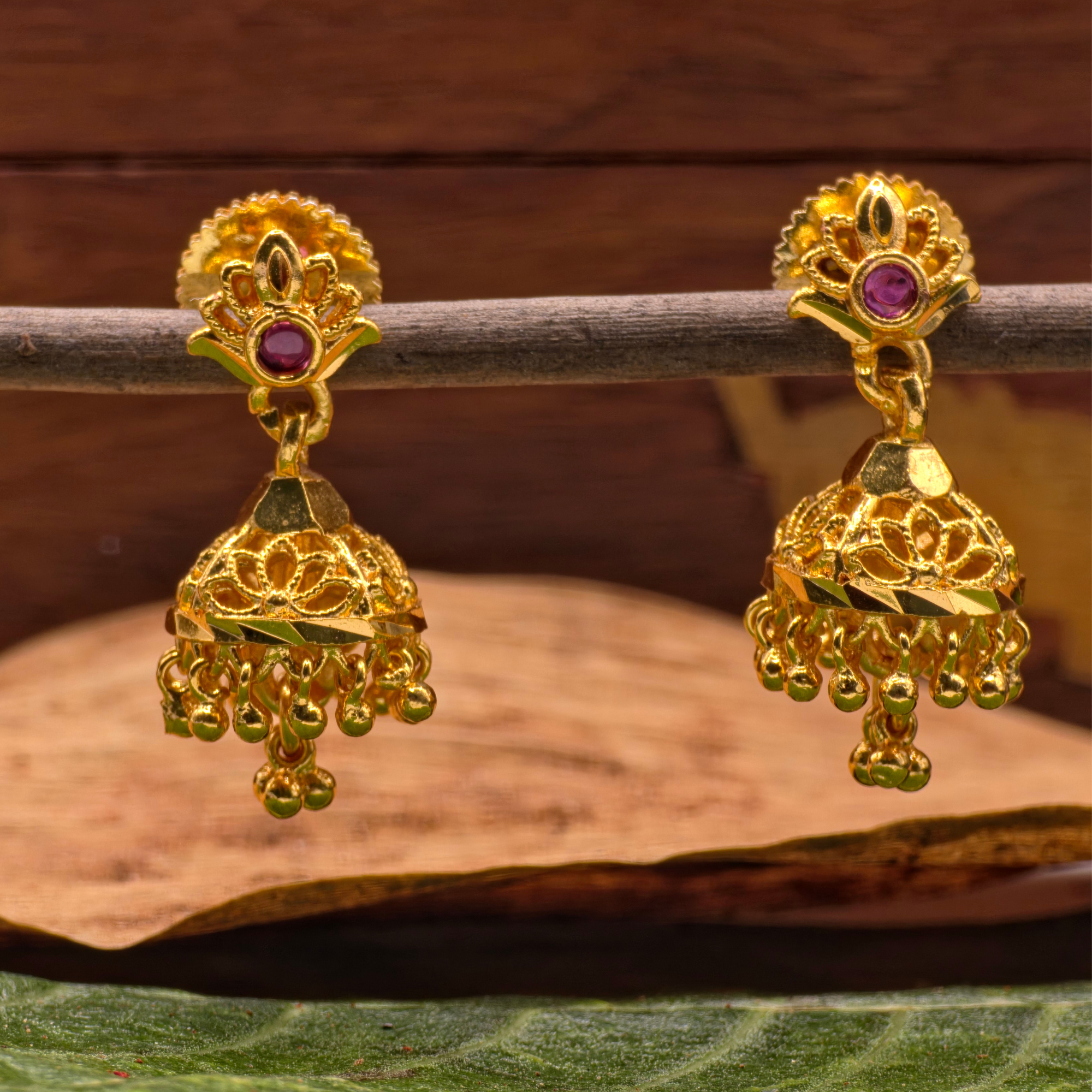 Baby Ruby Lotus Jhumkas for Kids/Girls