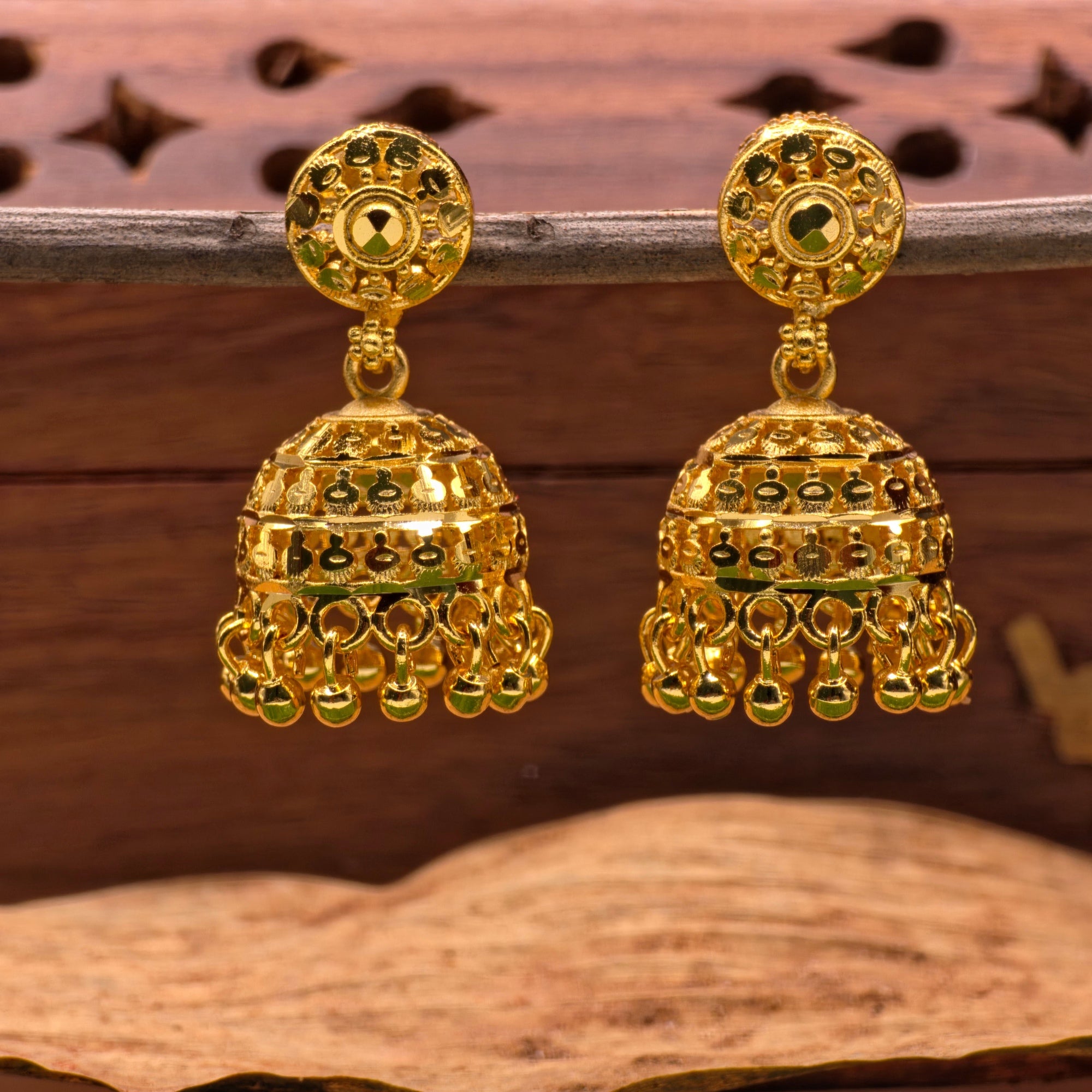 Grand Microgold Plated Dome Jhumkas ( Small )