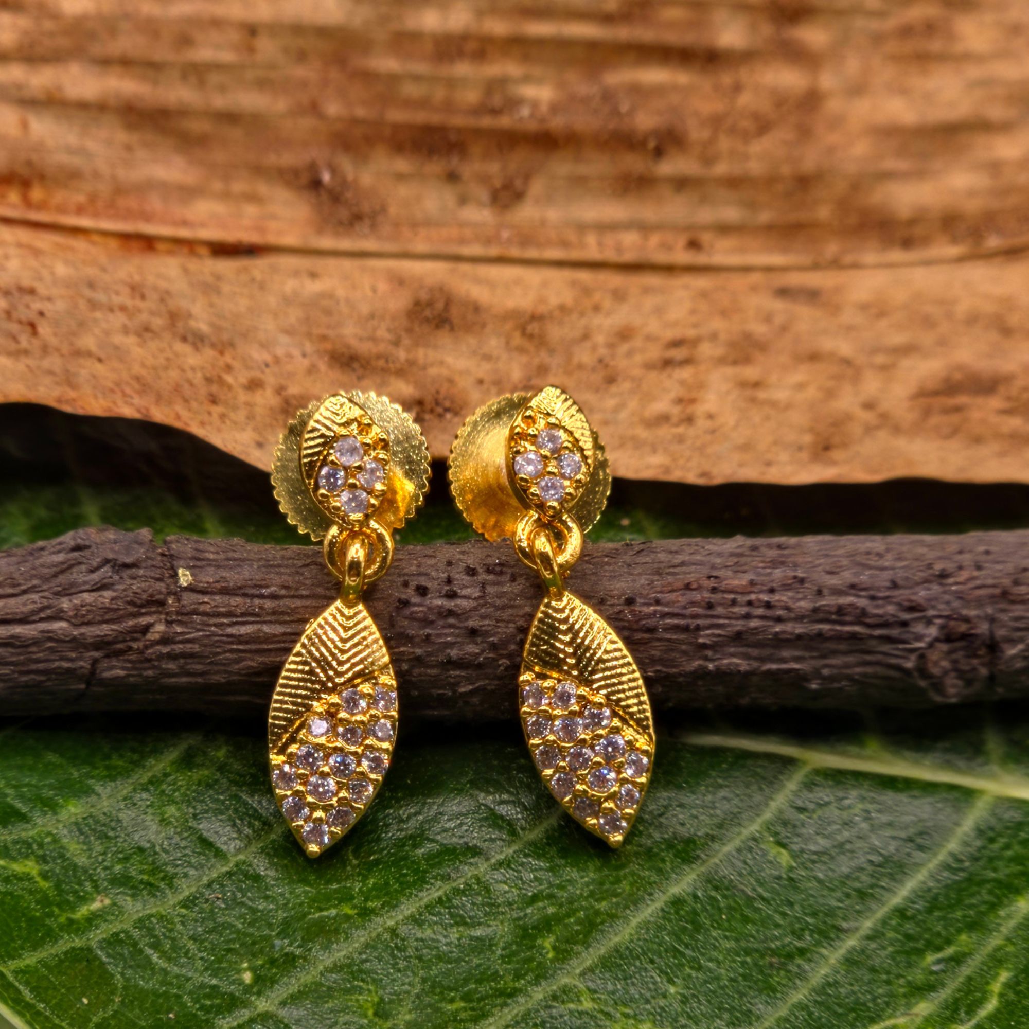 Golden Petal Drop Earrings