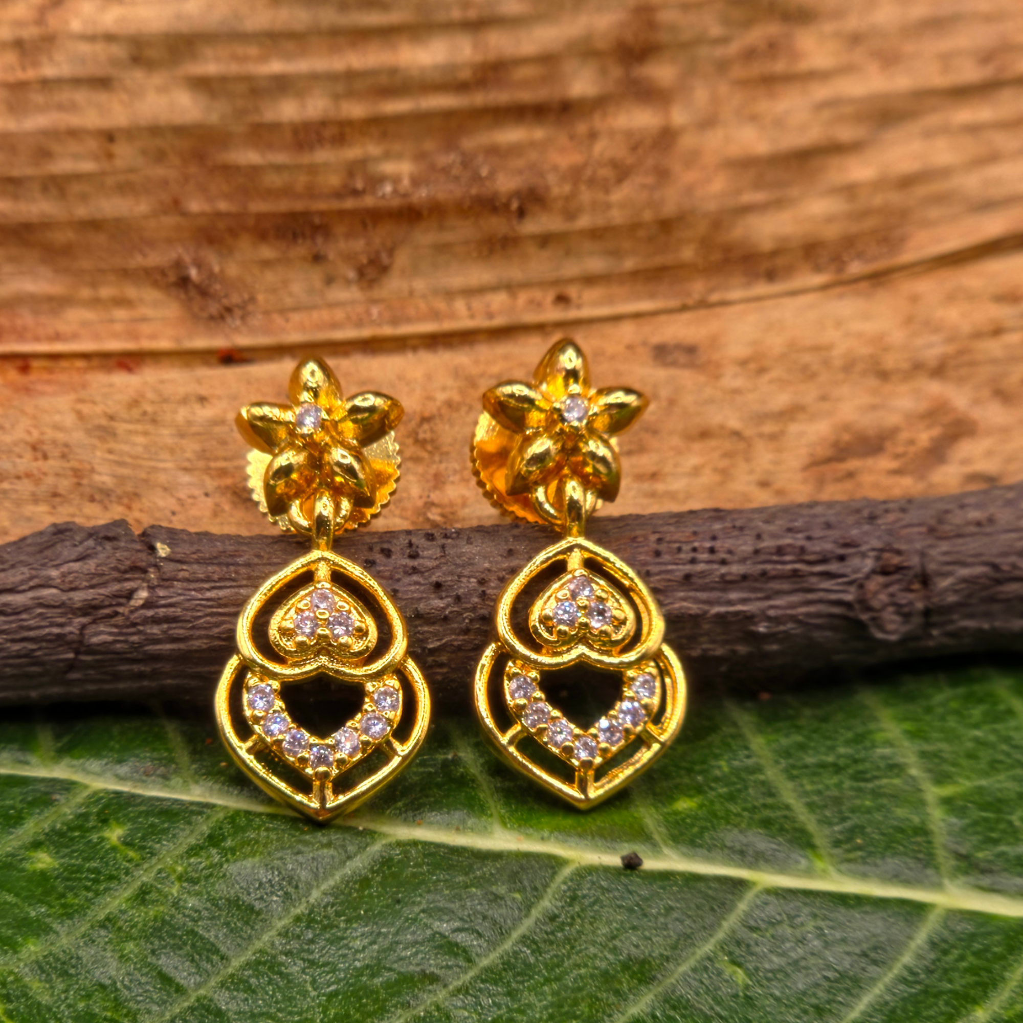 Floral Heart Drop Earrings
