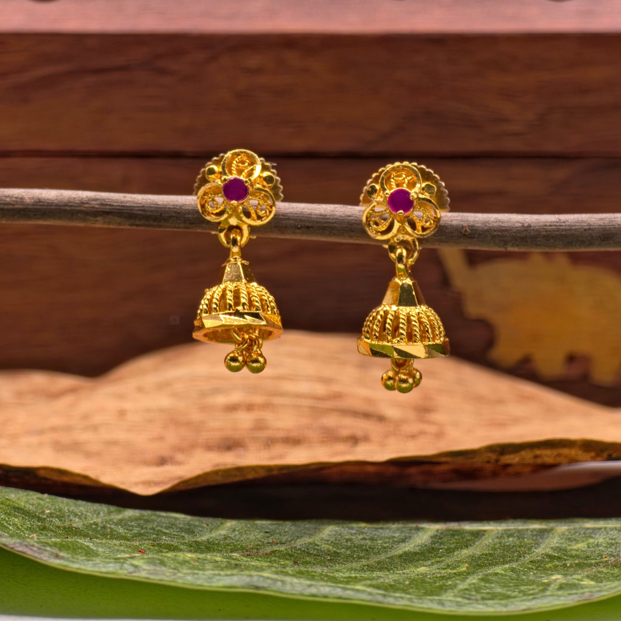 Baby Ruby Floral Jhumka for Kids/Girls