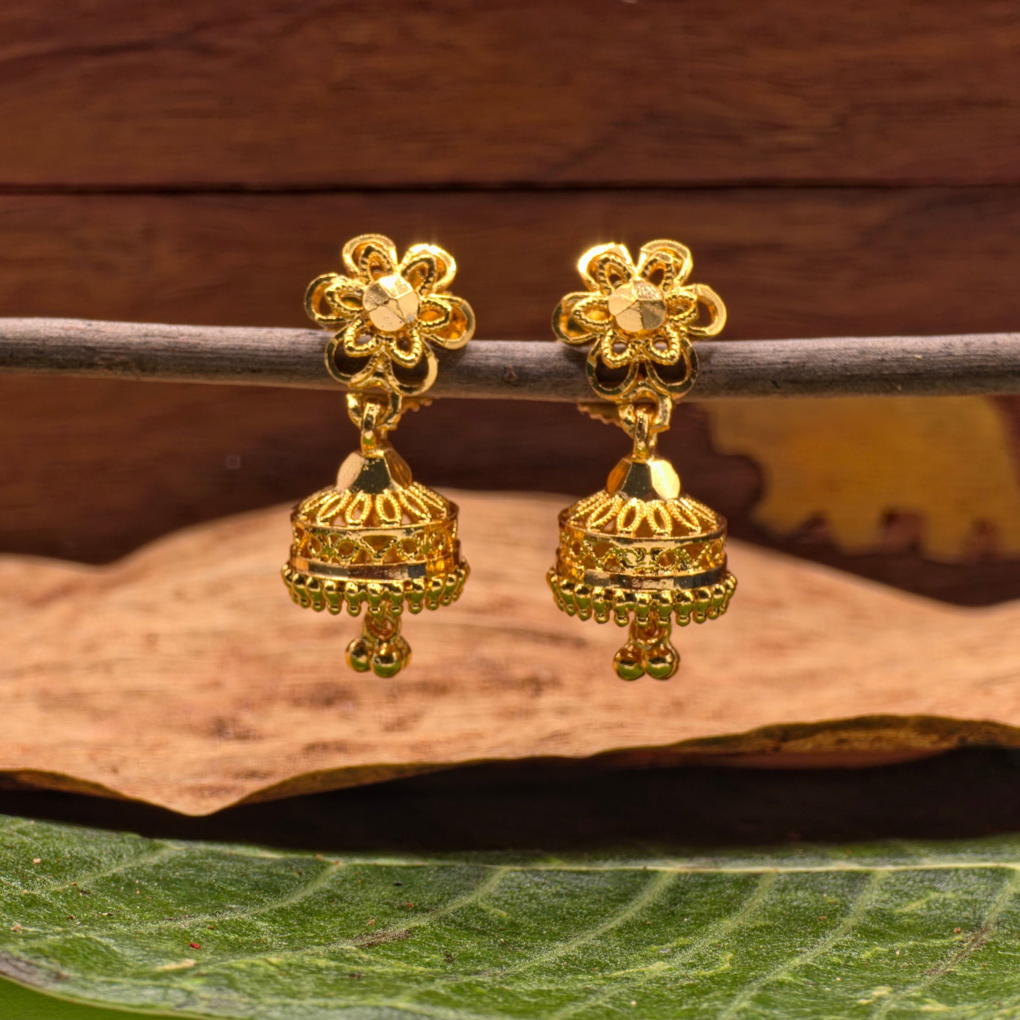 Baby Classic Gold Filigree Jhumka for Kids/Girls