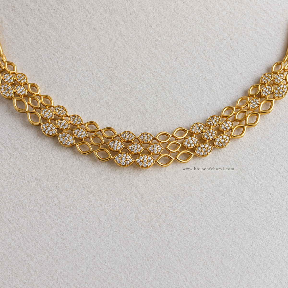 Golden Floral Link Necklace Set
