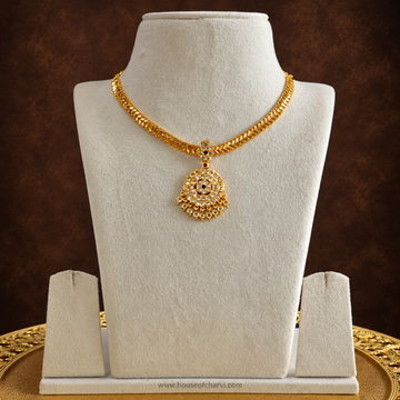 Antique Gold CZ Circular Pendant Necklace