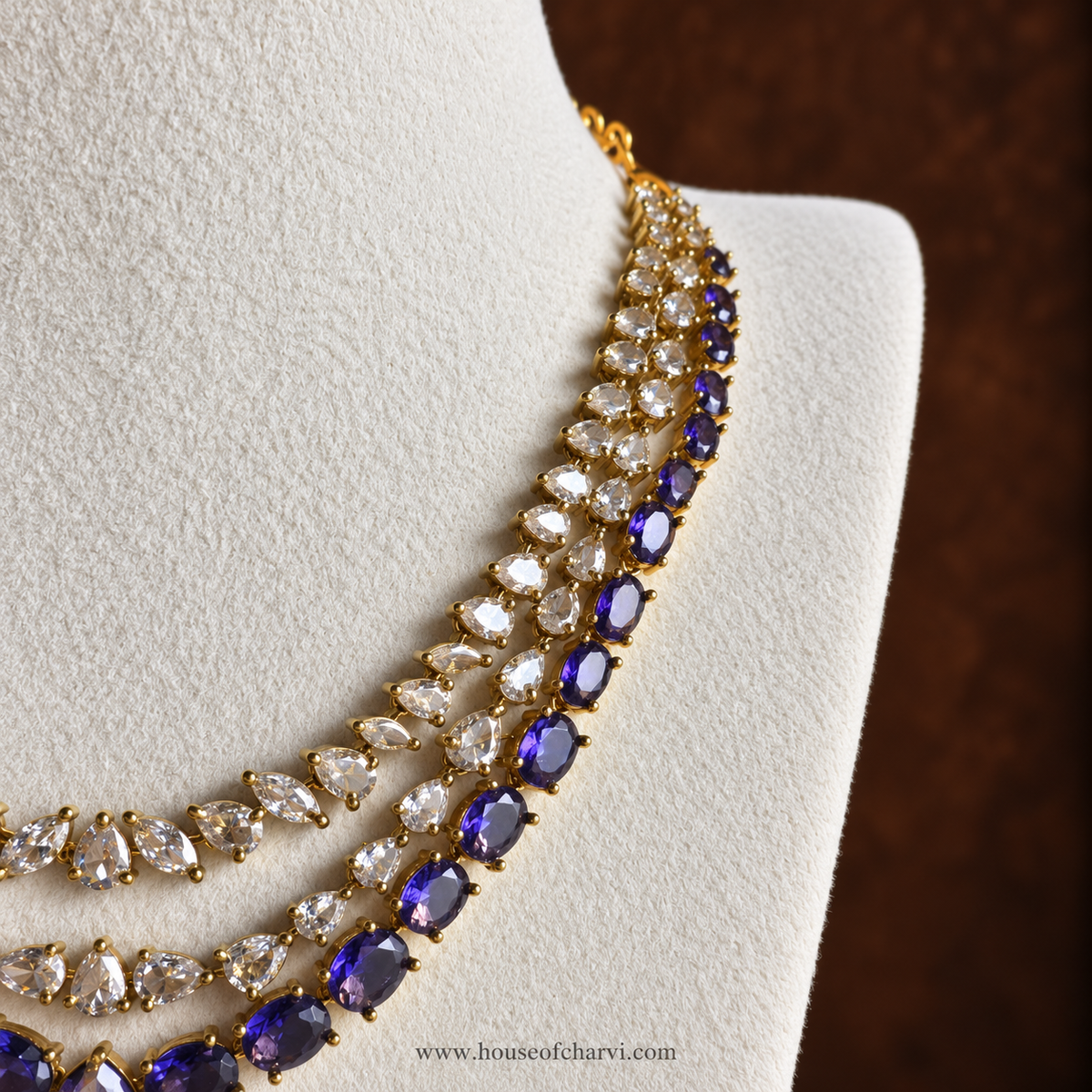 Double-Layer Purple CZ Necklace Set