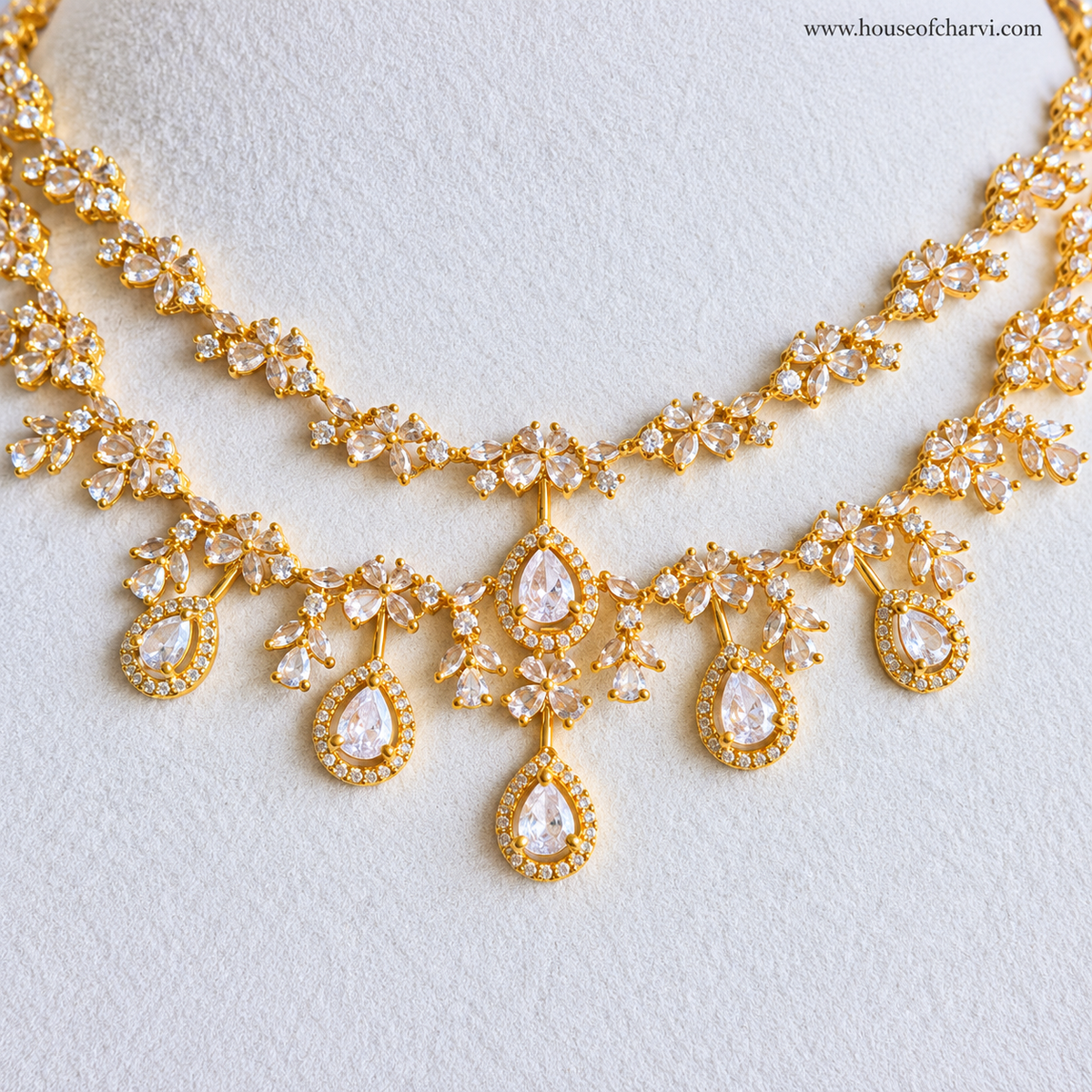 Double-Layer CZ Necklace Set