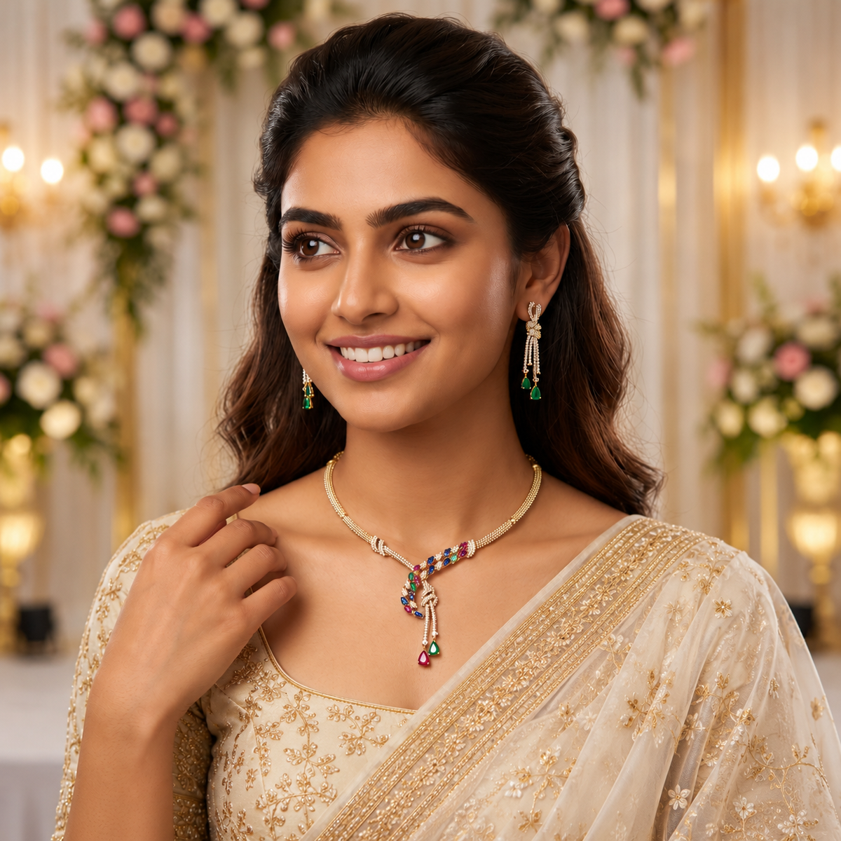 Multicolour CZ Necklace Set