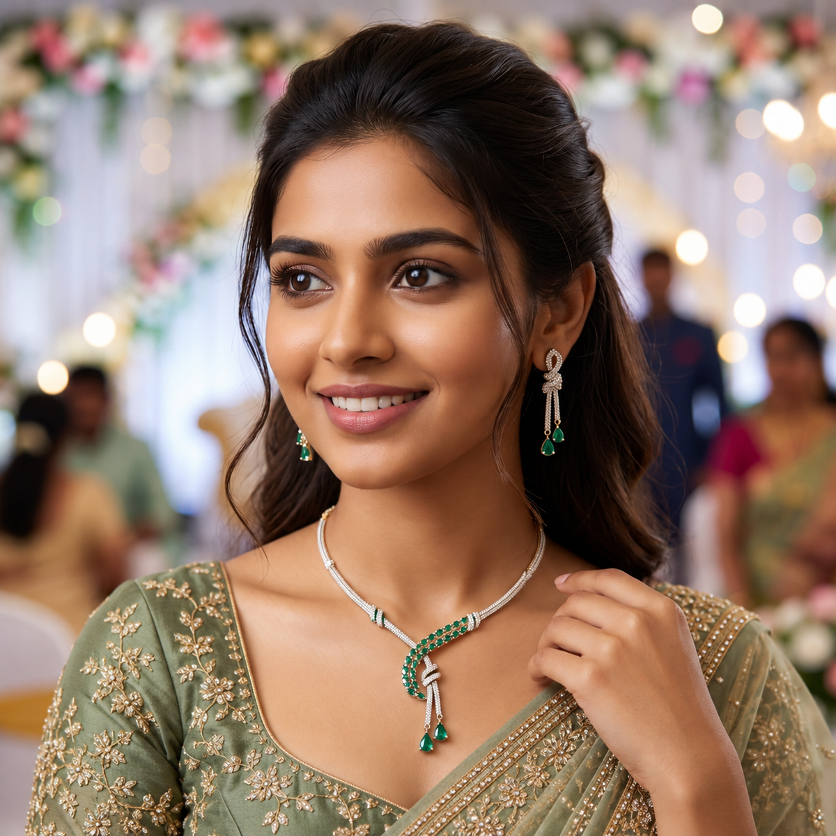 Green CZ Necklace Set