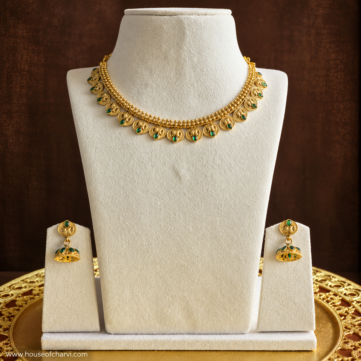 Green Stone Traditional Necklace Set