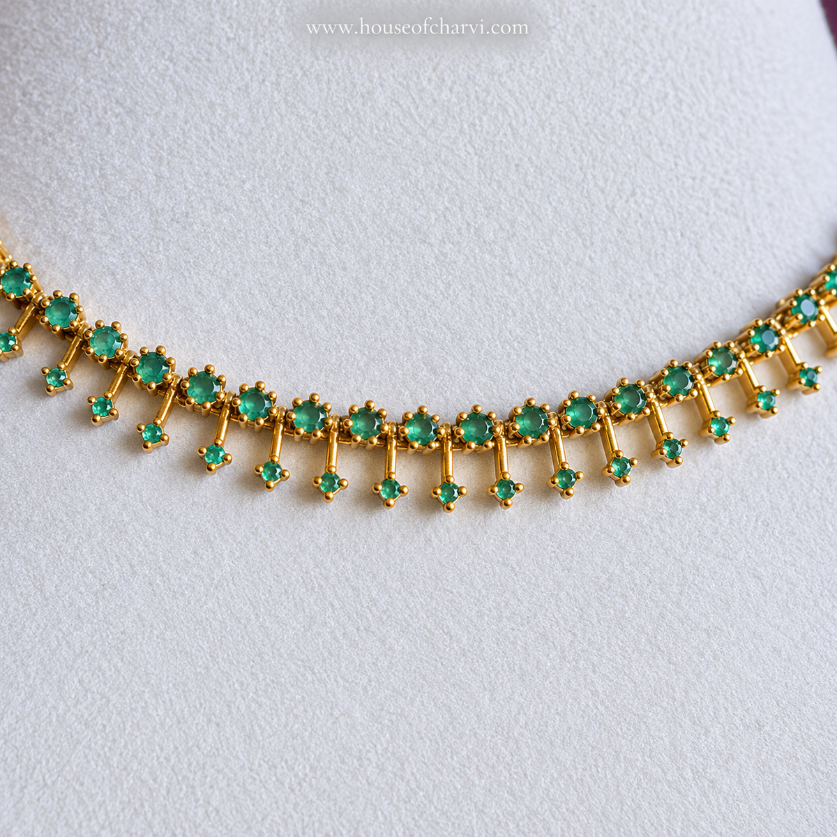 Green CZ Tennis Necklace Set