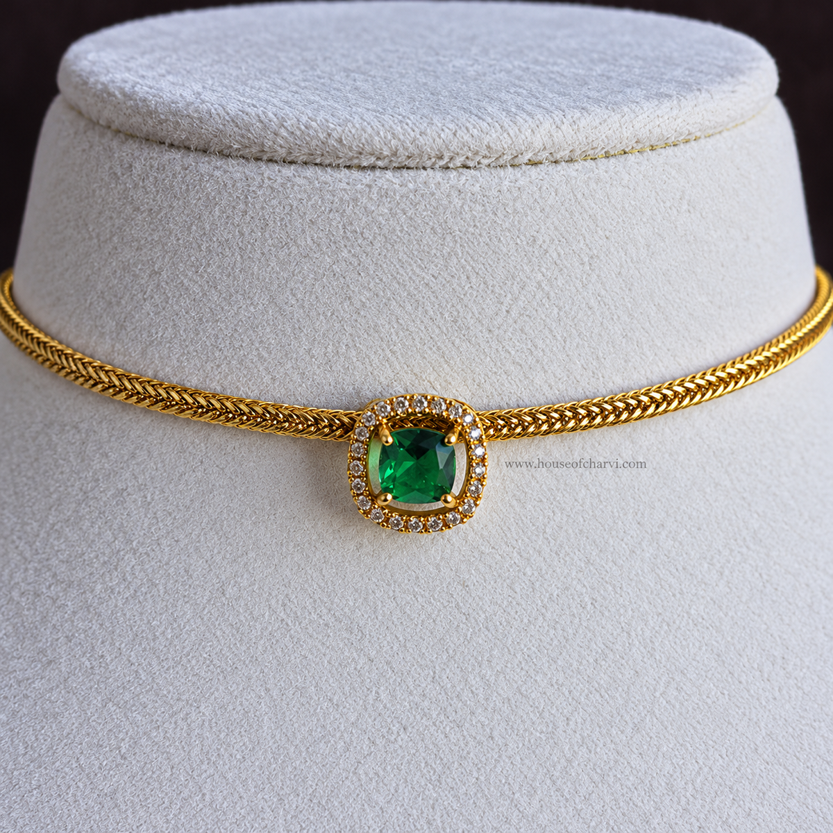 Emerald Square Stone Choker Set