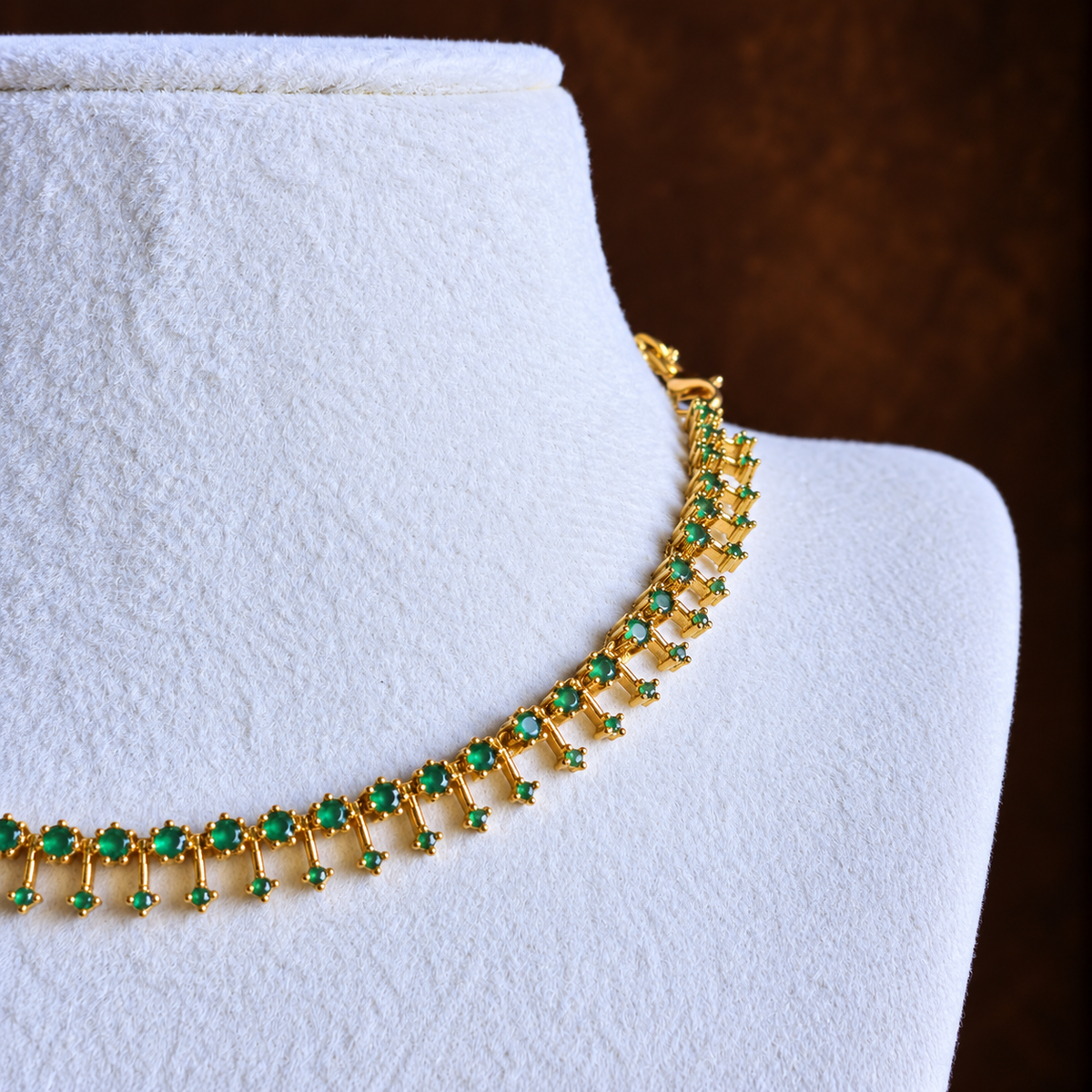 Green CZ Tennis Necklace Set