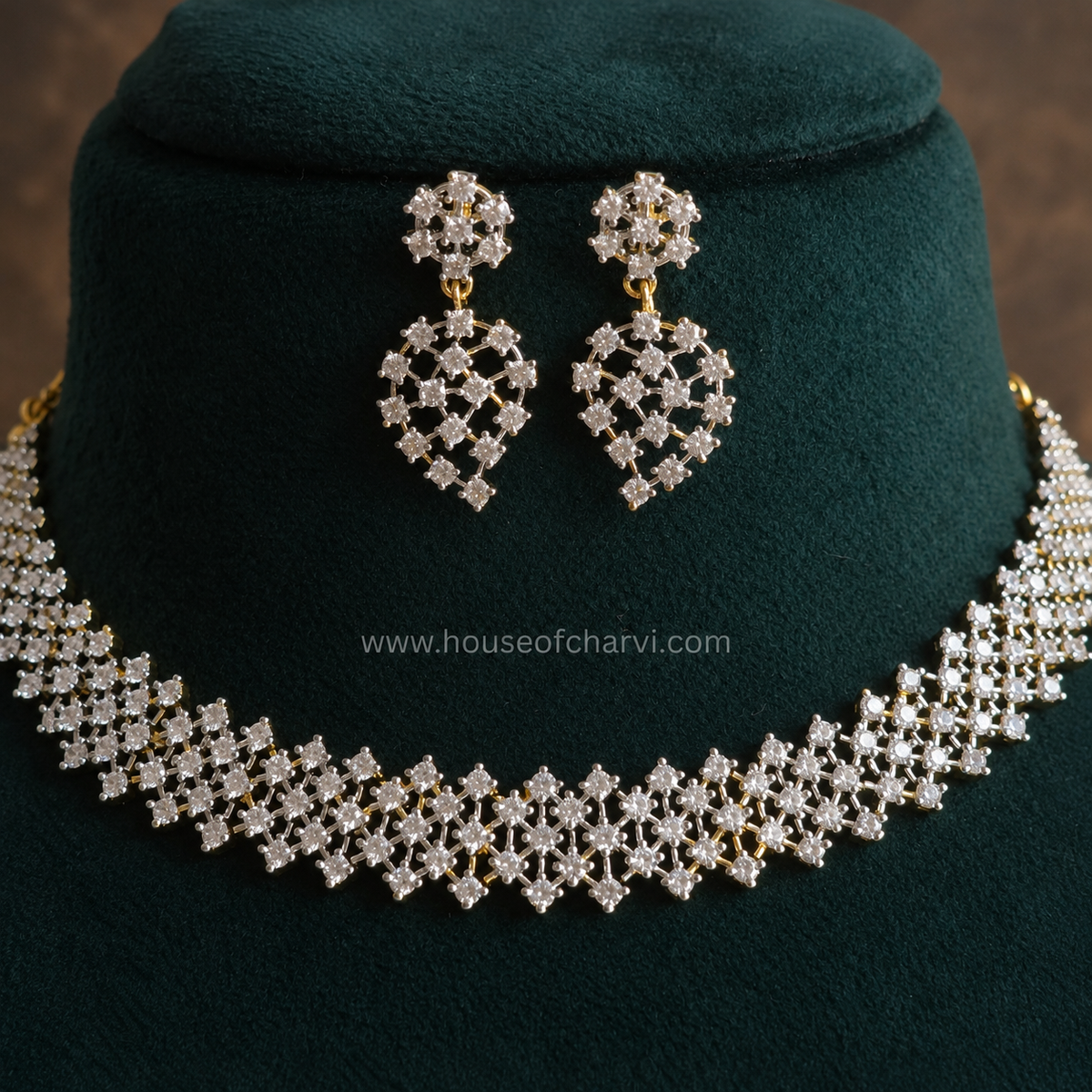Crystal Lattice CZ Necklace Set