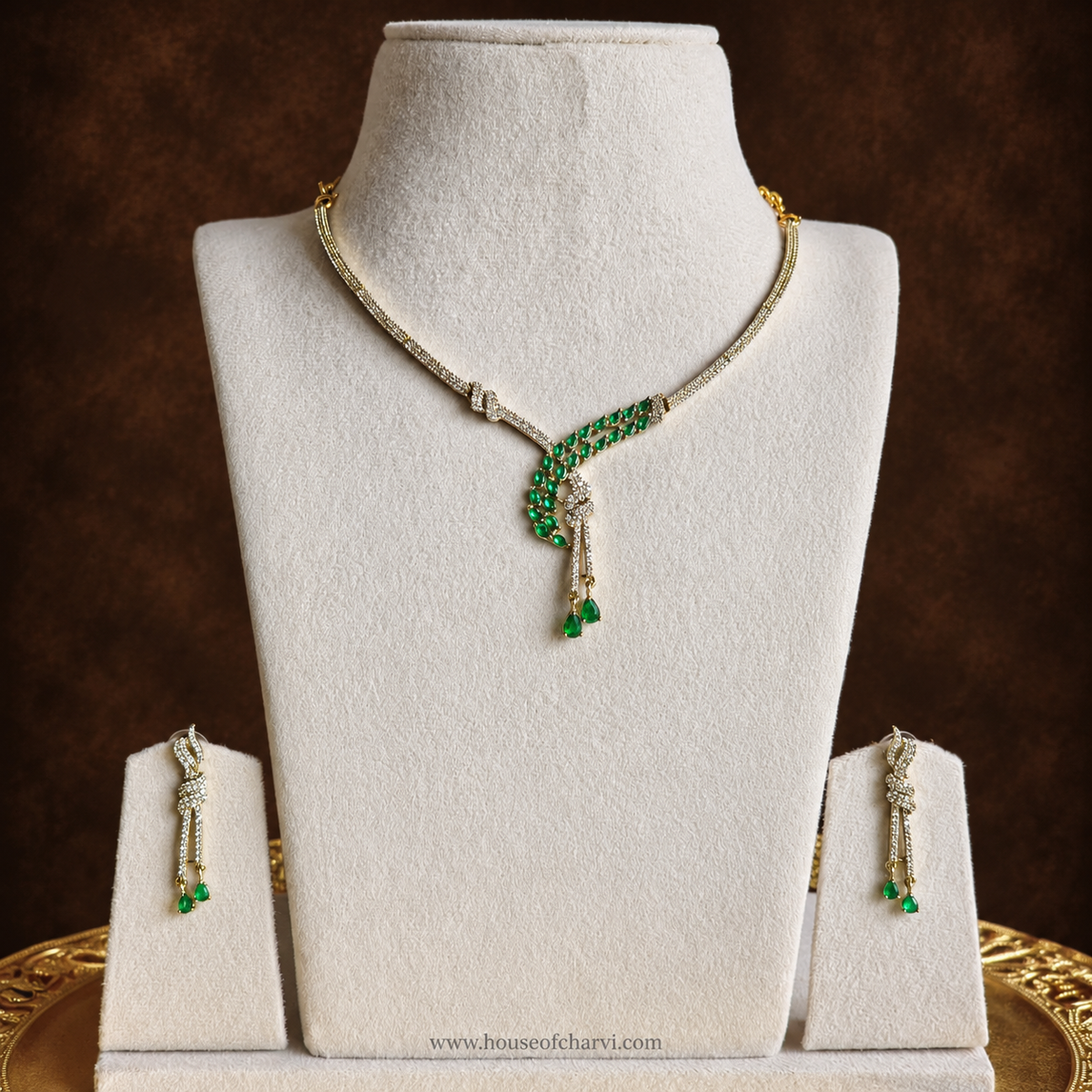 Green CZ Necklace Set