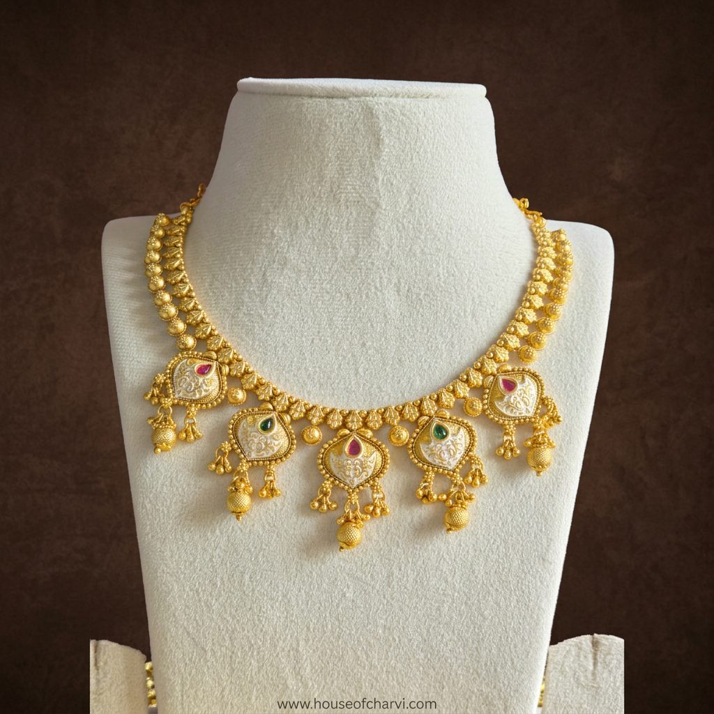 Traditional White Enamel  Necklace Set