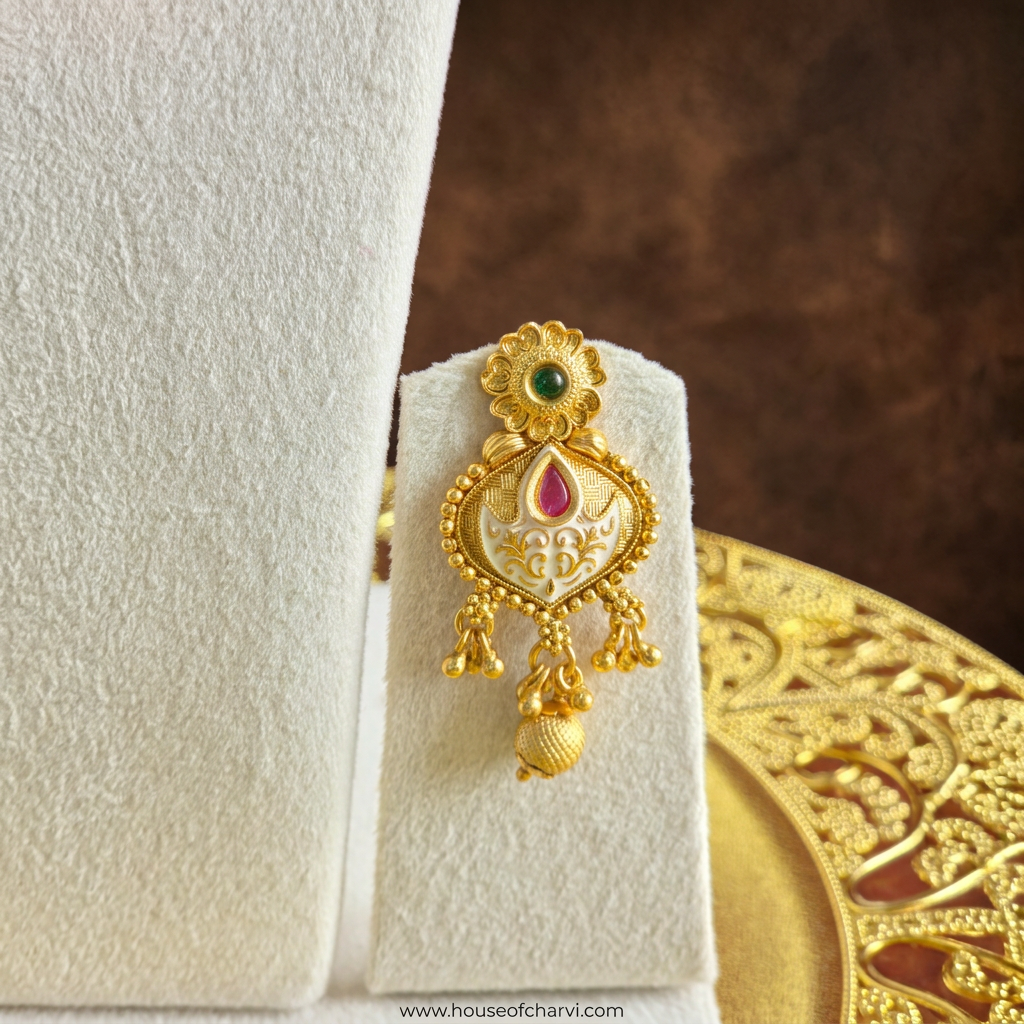 Traditional White Enamel  Necklace Set