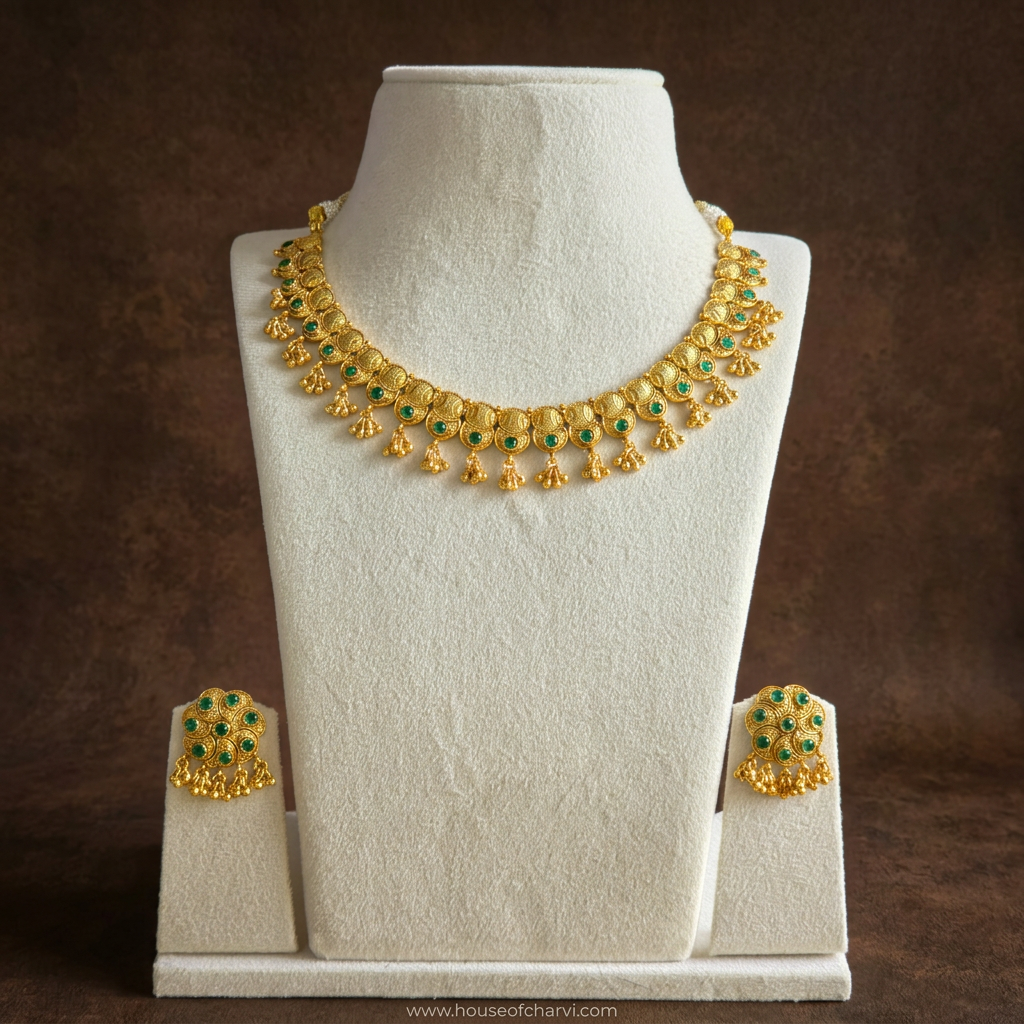 Traditional Green Kemp Coin Necklace Set