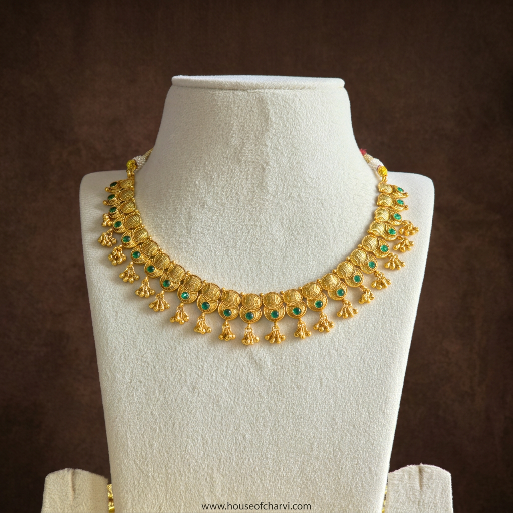 Traditional Green Kemp Coin Necklace Set