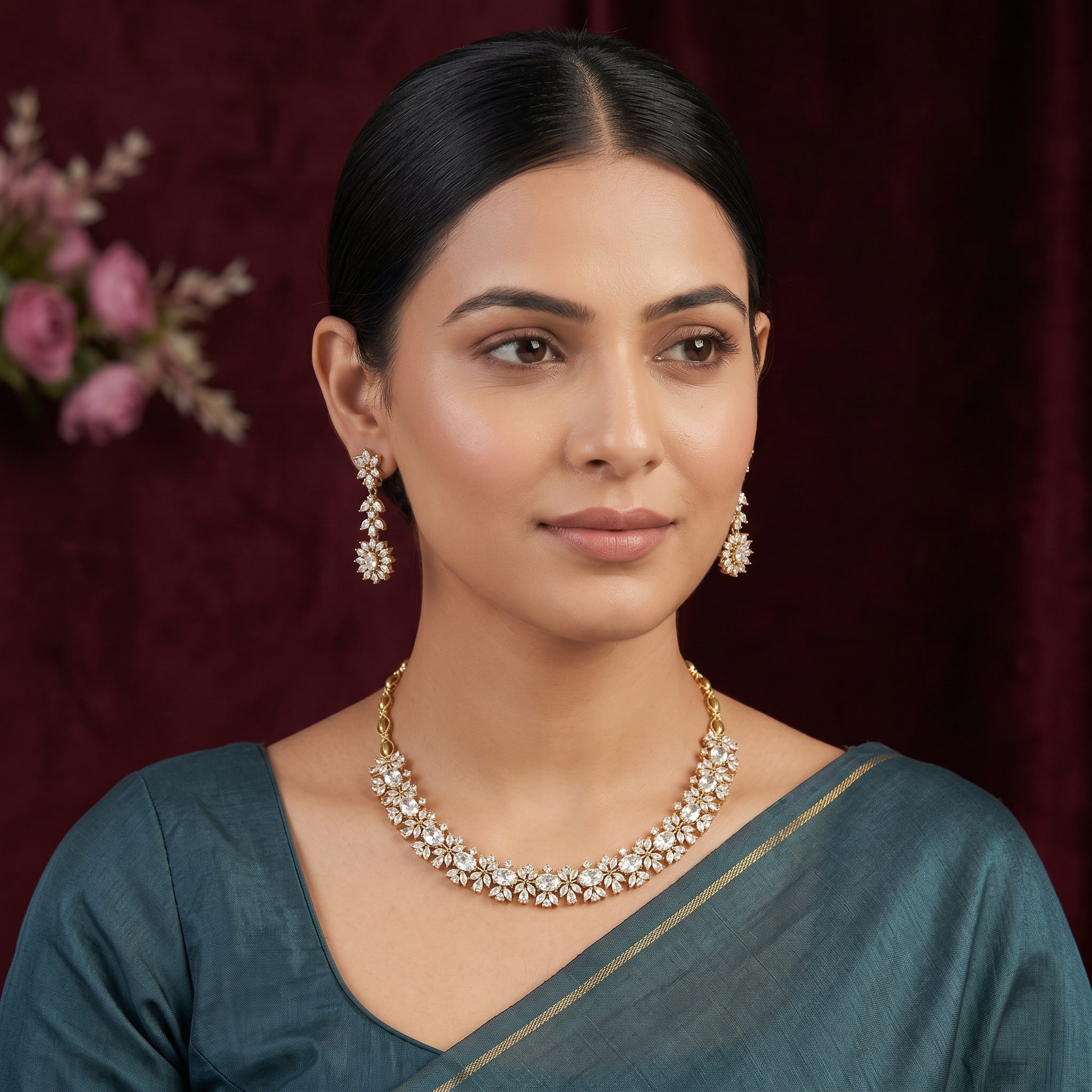 Eternal Blossom CZ Necklace Set