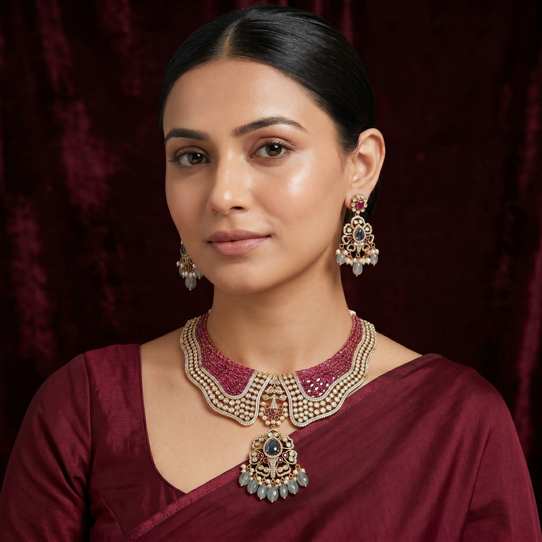 Ruby Noir Victorian Statement Choker Set