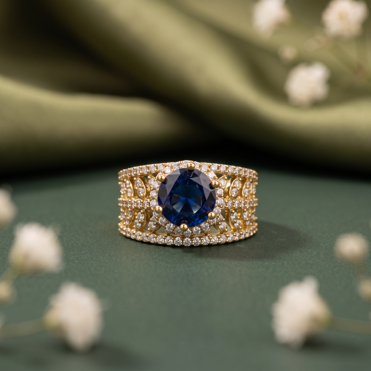 Midnight Sapphire Royale Statement Ring
