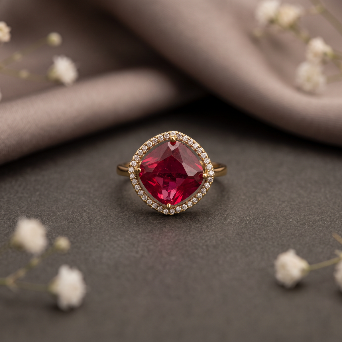 Ruby Halo Ring