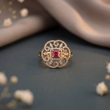 Ruby Square Filigree Statement Ring