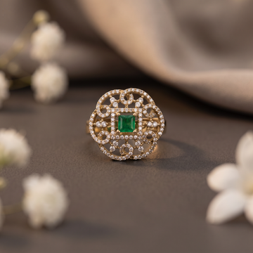 Emerald Square Bloom Statement Ring