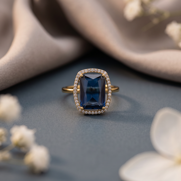 Midnight Blue CZ Halo Ring