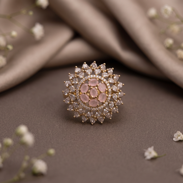 Blush Pink Floral Halo Ring