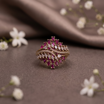 Ruby Pink Floral Statement Ring