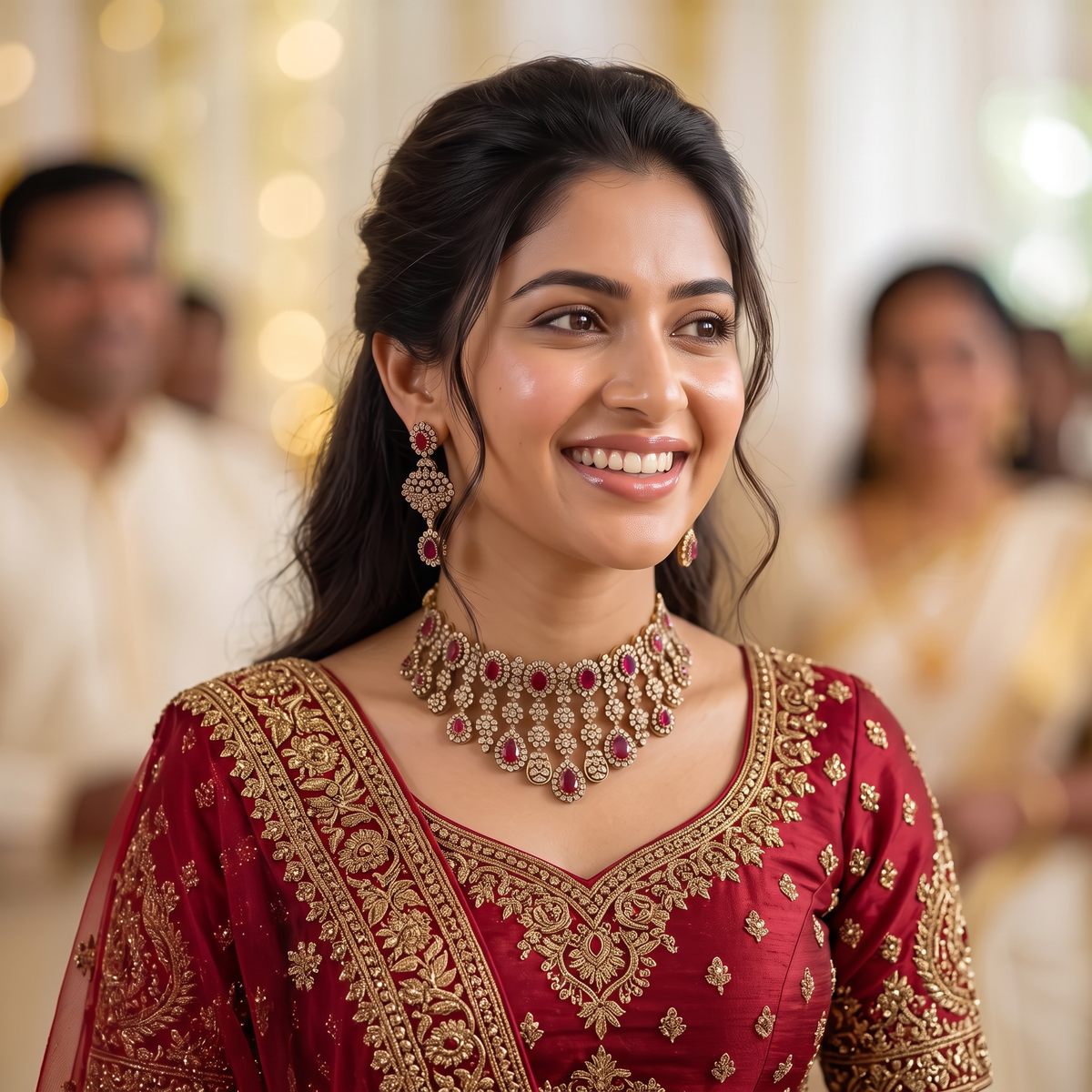 Ruby Red Victorian Kundan Bridal Choker Set