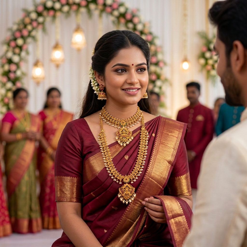 Lakshmi Floral Pearl Bridal Combo Set