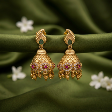 Ruby Green Jhumka Earrings