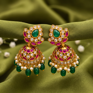 Ruby Green Jhumka Earrings