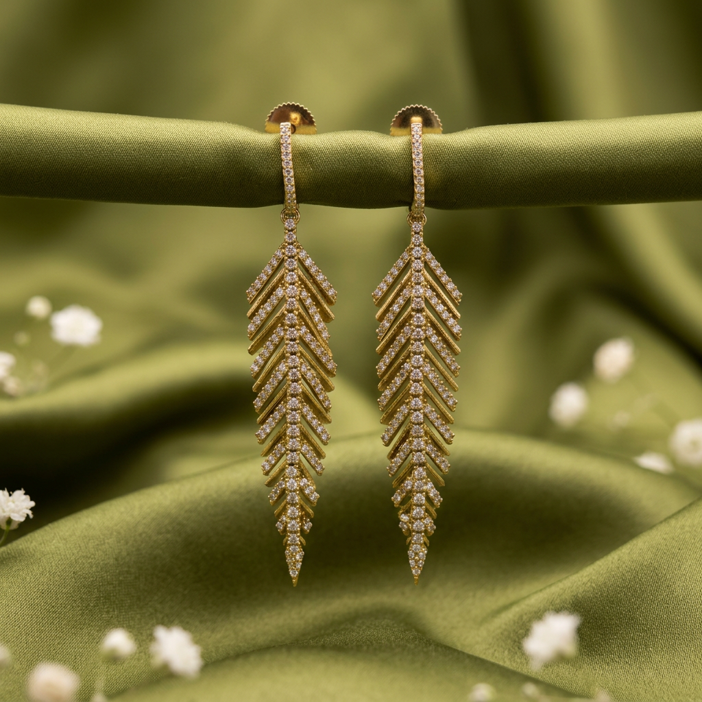 Gold Chevron Drop Earrings