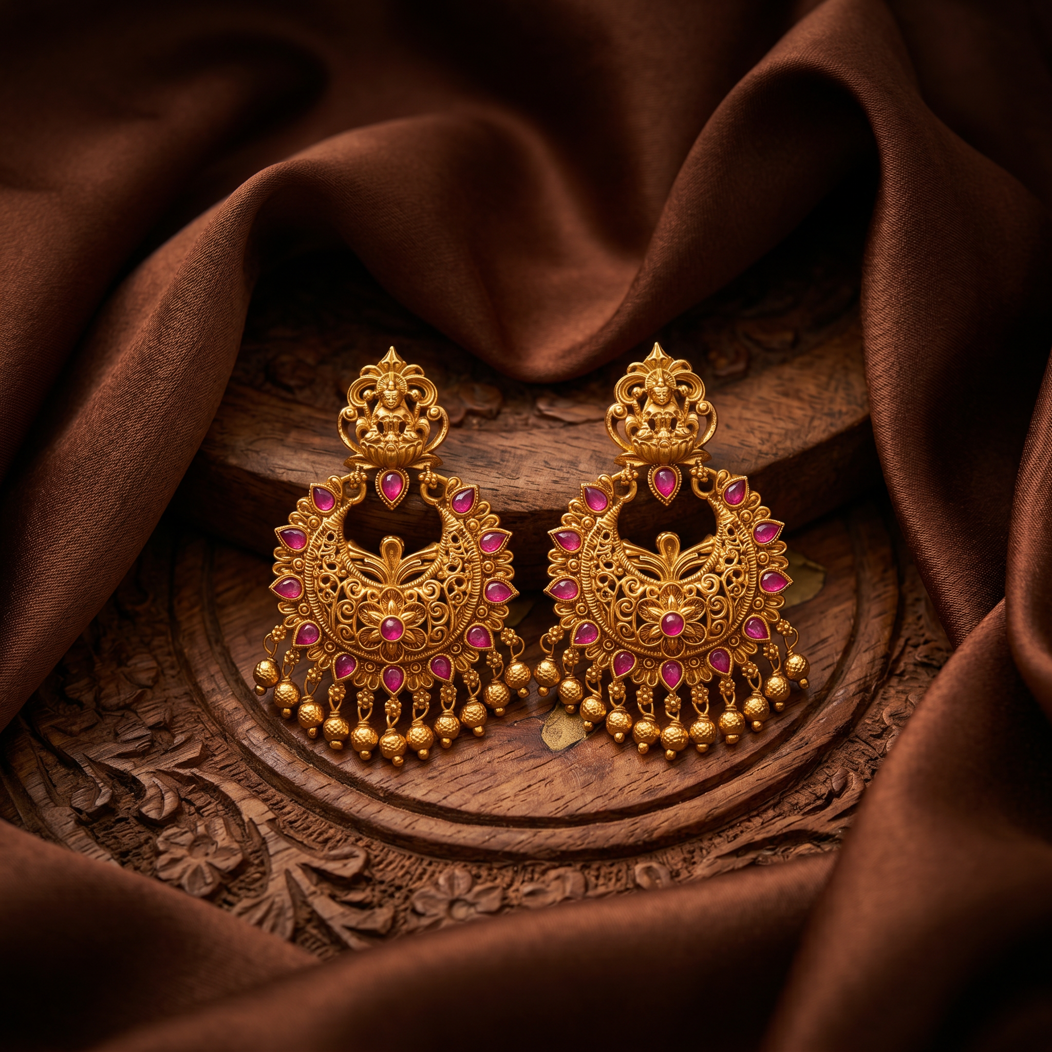 Lakshmi Ruby Gold Drop Chandbali