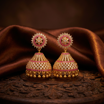 Ruby Sparkle CZ Jhumka Earrings