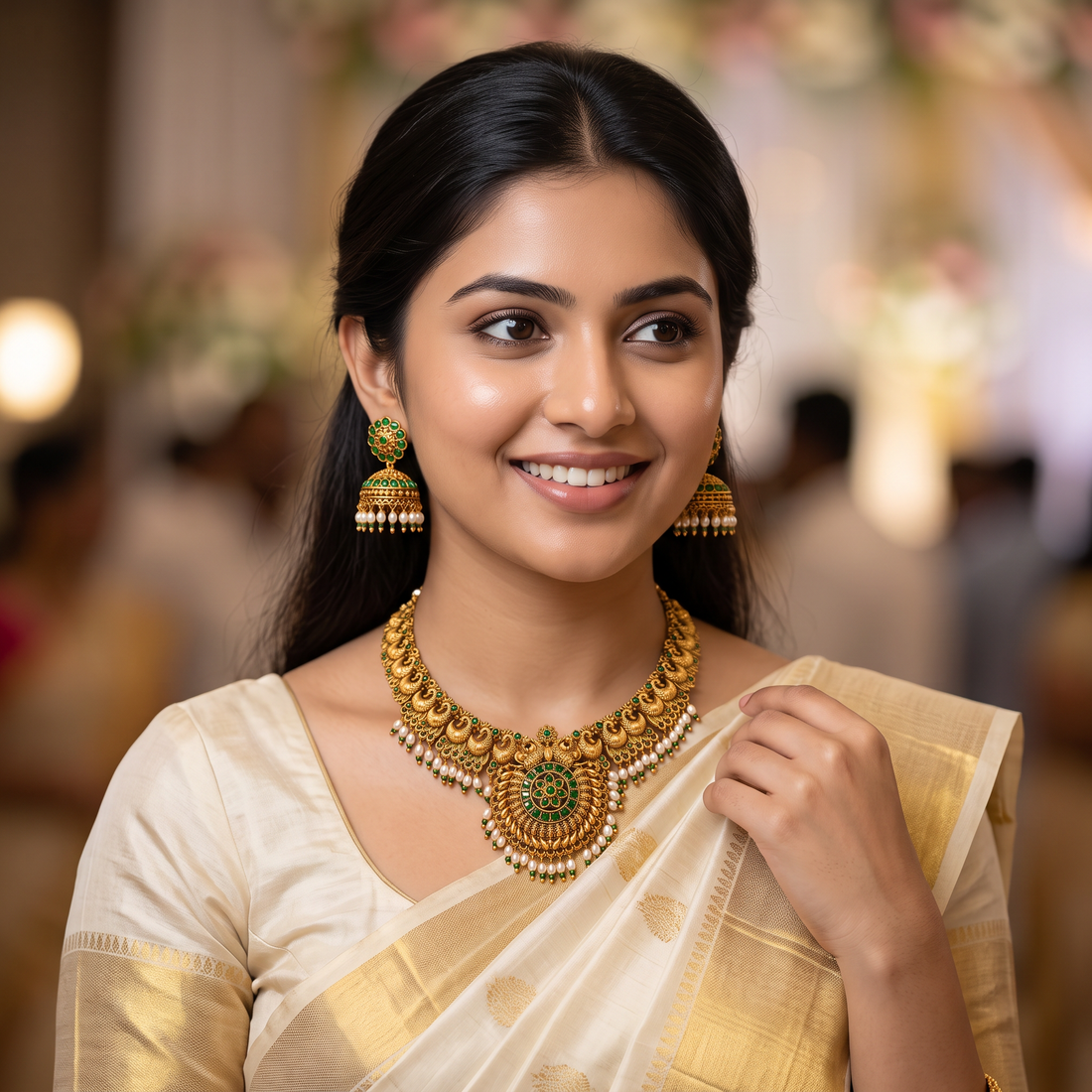 Royal Peacock Temple Necklace Set